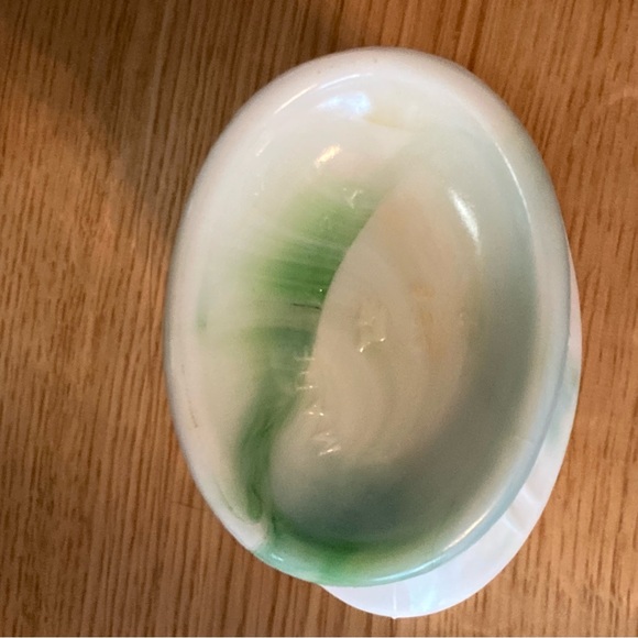☘️Vintage Akro Agate Lily Vase Green and White - Picture 4 of 4